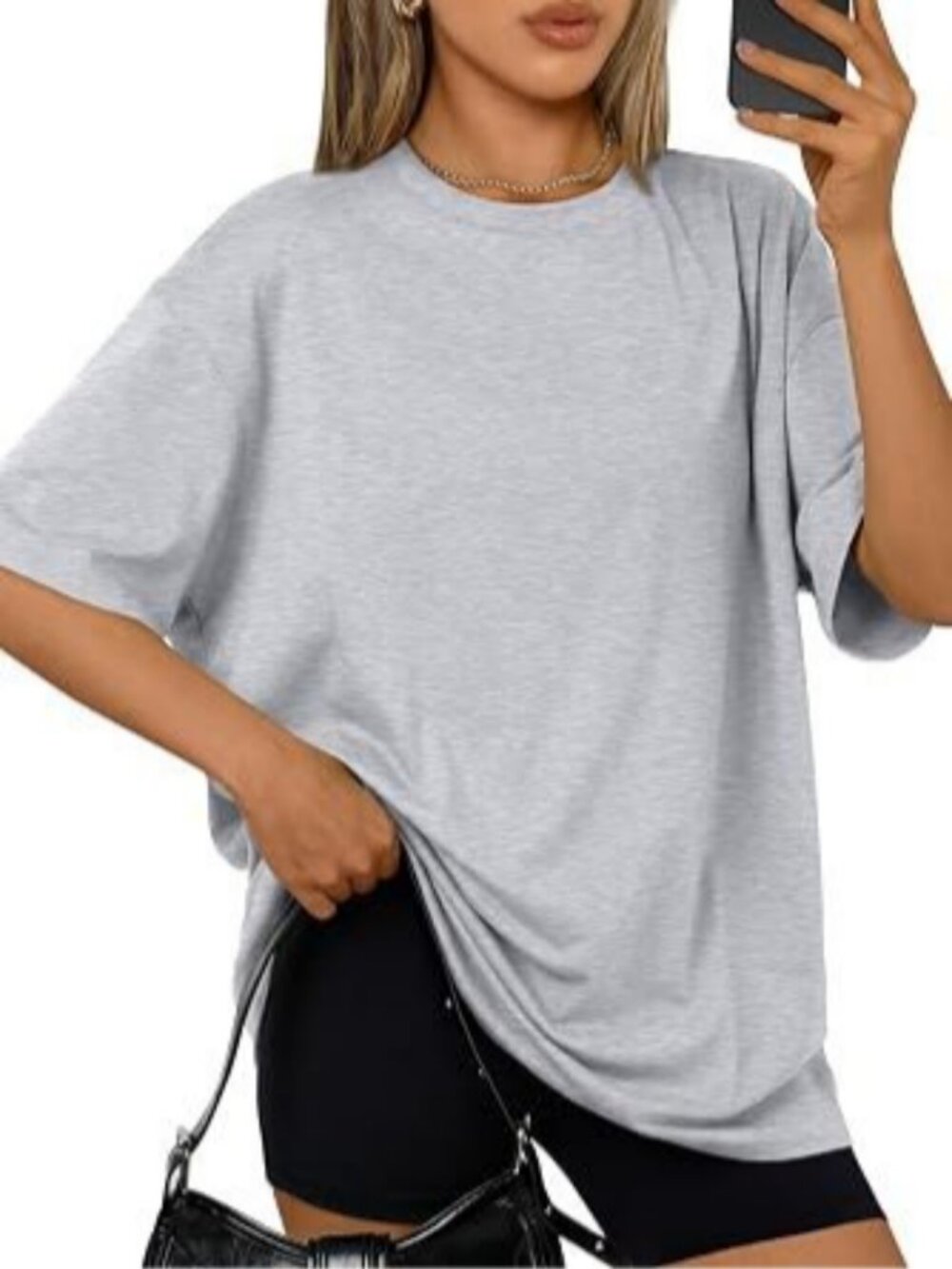 Womens Oversized Short Sleeve T Shirt Crew Neck Casual Summer Top